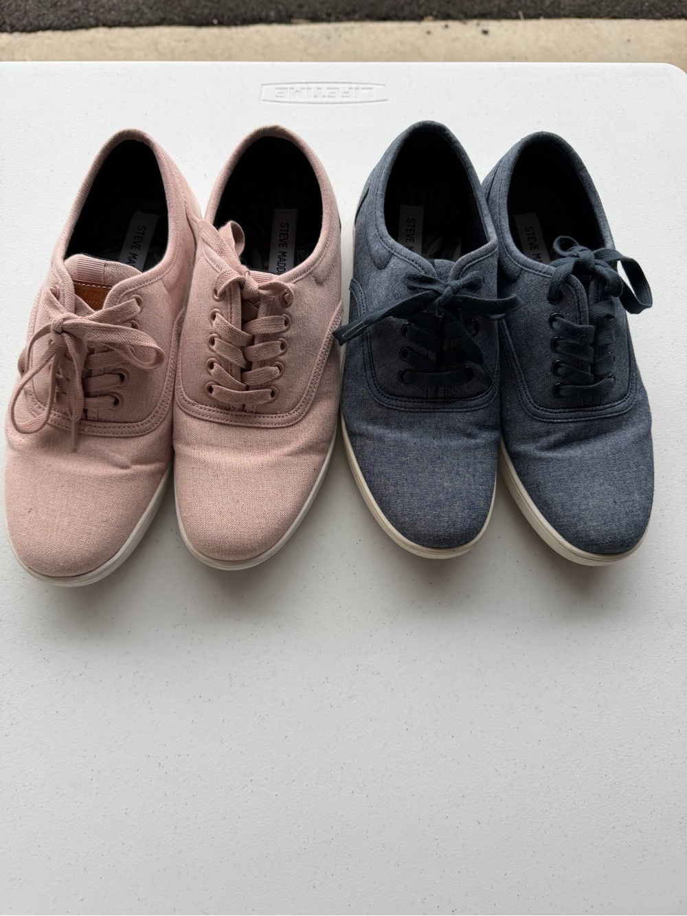 Steve Madden Mens’s Canvas Lace-Up Sneakers — Blush Pink & Navy